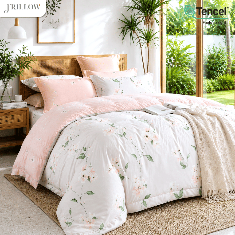 ชุดผ้าปูที่นอน 3.5 ฟุต (3 ชิ้น) FRILLOW TENCEL&trade; 1180TC สี LADY BLOOM